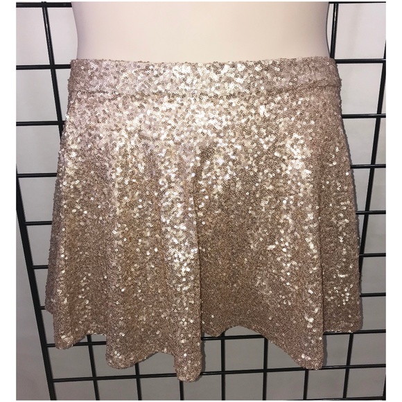 Bethany Mota Dresses & Skirts - Bethany Moda Sequin Mini Skirt Peach Nude